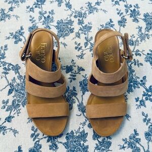 Franco Sarto Brown Suede Strappy Sandals